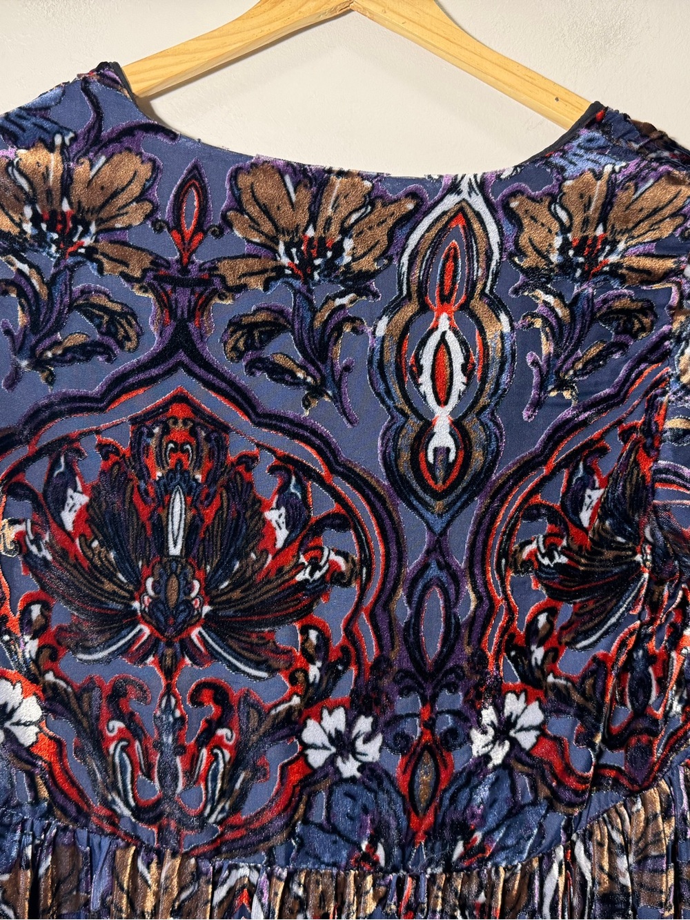 Free People ‘Mystic Charm’ Burnout Velvet Witchy Mini Dress Size Medium Flawed - Picture 9 of 16